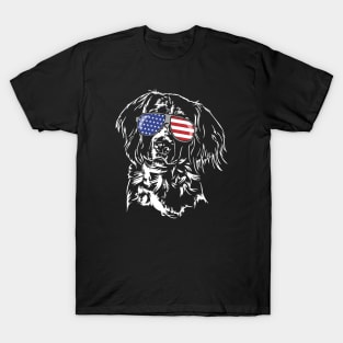 Small Munsterlander Pointer American Flag sunglasses patriotic dog T-Shirt